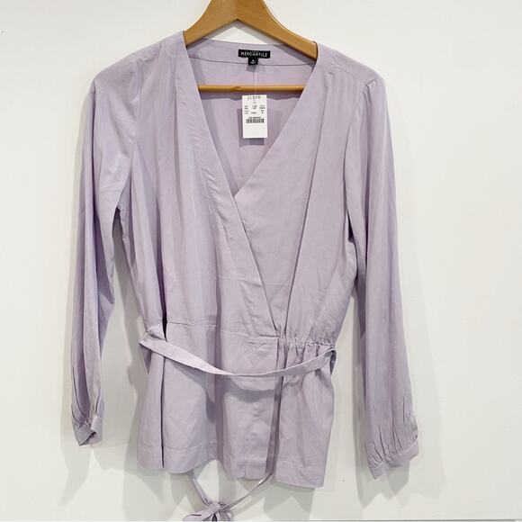 NEW J. Crew Mercantile Lavender Wrap Top Blouse 8 - Picture 2 of 6